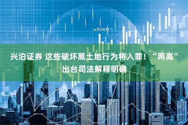 兴泊证券 这些破坏黑土地行为将入罪！“两高”出台司法解释明确