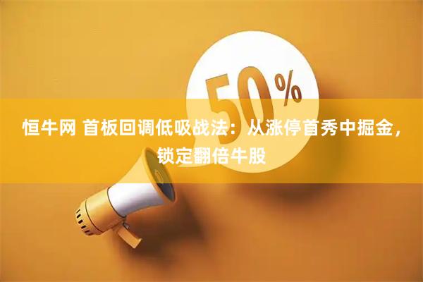 恒牛网 首板回调低吸战法:从涨停首秀中掘金,锁定翻倍牛股